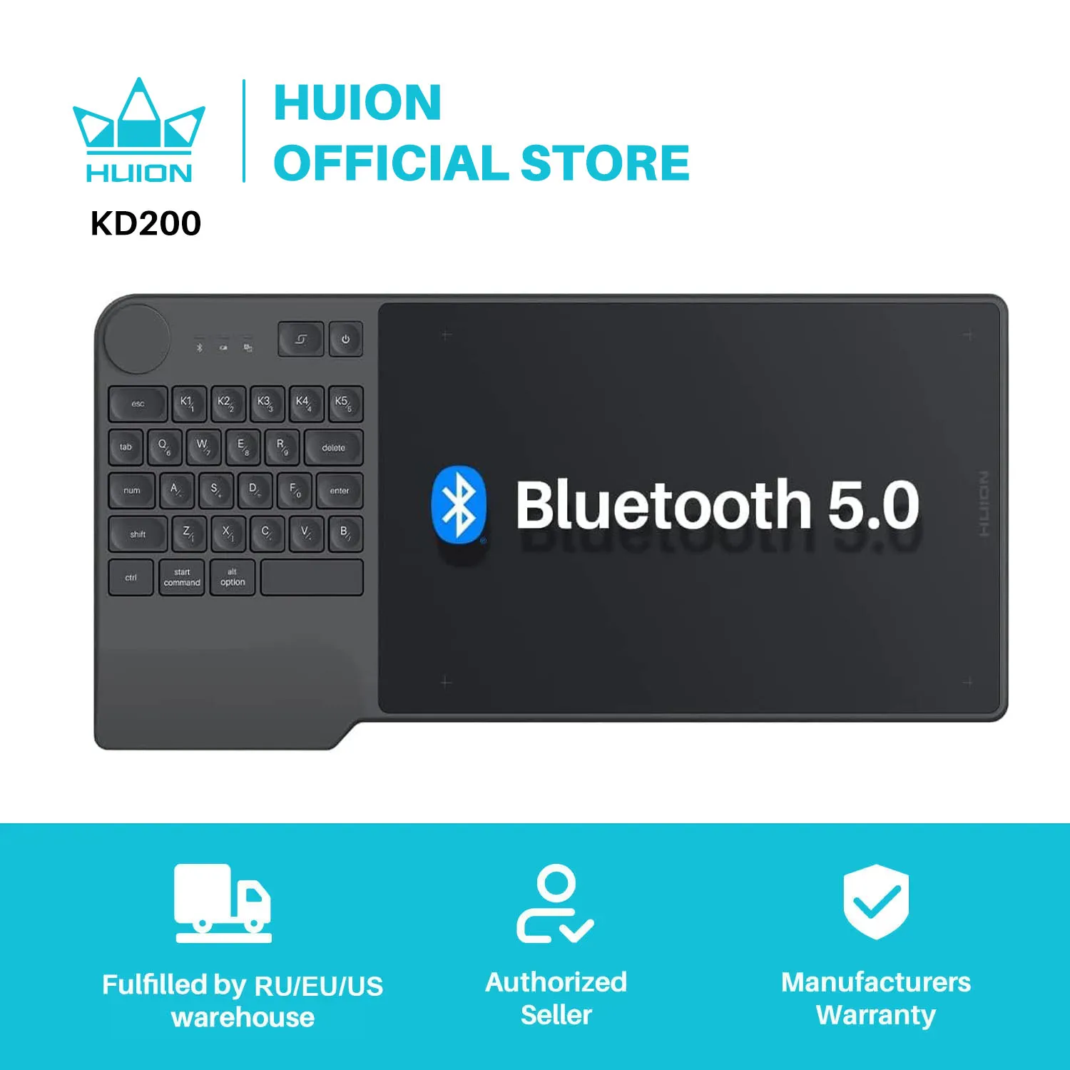 

Графический планшет HUION Inspiroy Keydial KD200, цифровой планшет для рисования с безбатарейным стилусом и клавиатурой