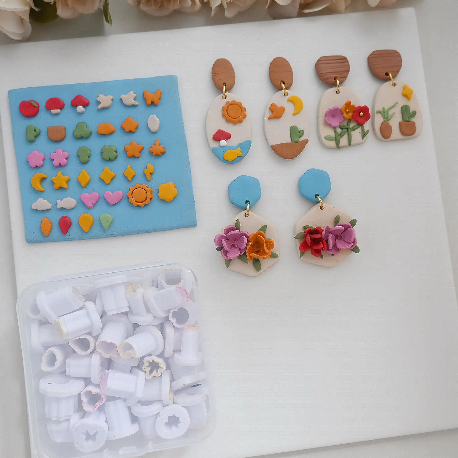 

34 Mini Molds /Petals/ Mushrooms Polymer Clay Cutter Clay Tool Diy Earring Pendant Jewelry Molding Cutting Mold Ceramic Tool