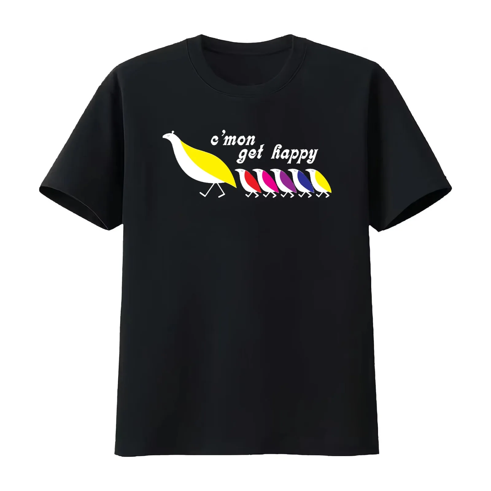 Cmon Get Happy T-Shirt Summer Casual Cotton Tee Oversized Streetwear Tops Vintage Graphic Print Loose Fit Short Sleeve