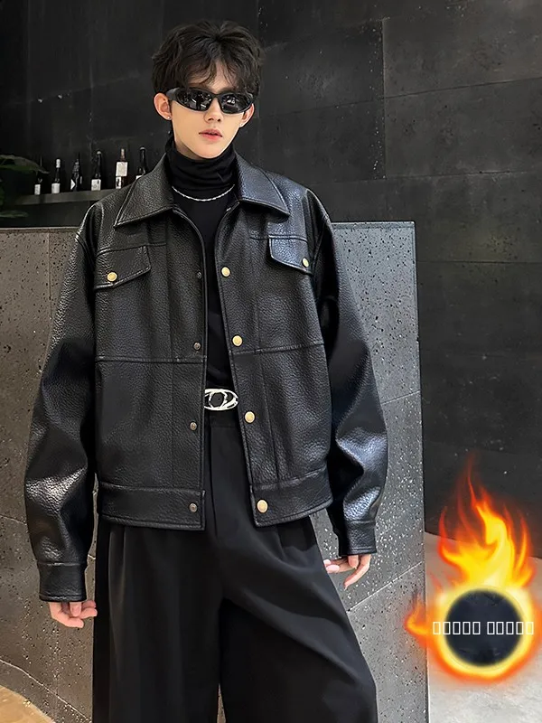 

Мужская кожаная куртка в стиле ретро, свободного кроя, повседневная, из полиэфирного волокна, в американском стиле, модная, длинная.