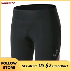 Santic Cycling Shorts Women 4D Padded High Elastic Bicycle Short Pants Outdoor Summer Breathable Reflective MTB Road Bike Shorts