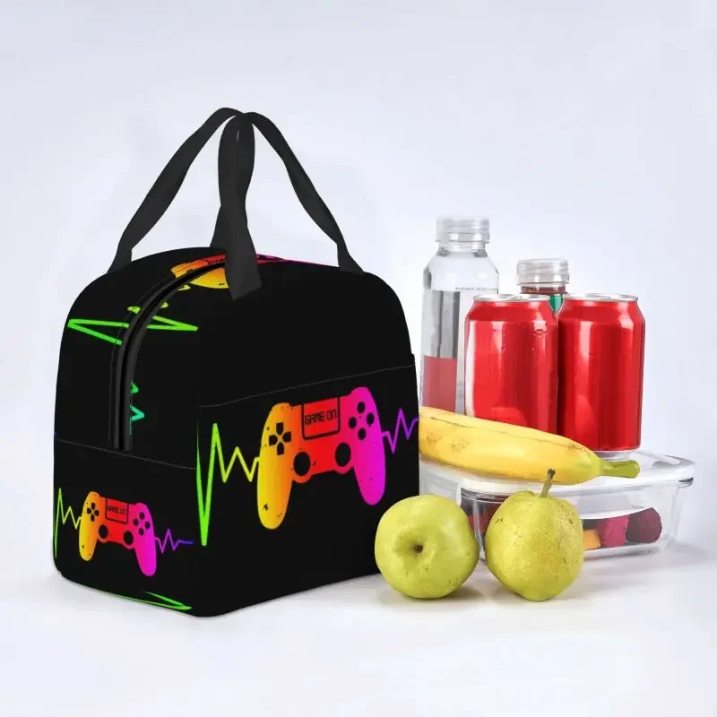 Video Game Controller Heartbeat Portable Lunch Box Multifunction Gamer Gaming Thermal Cooler Food Insulated Lunch Bag Kid School