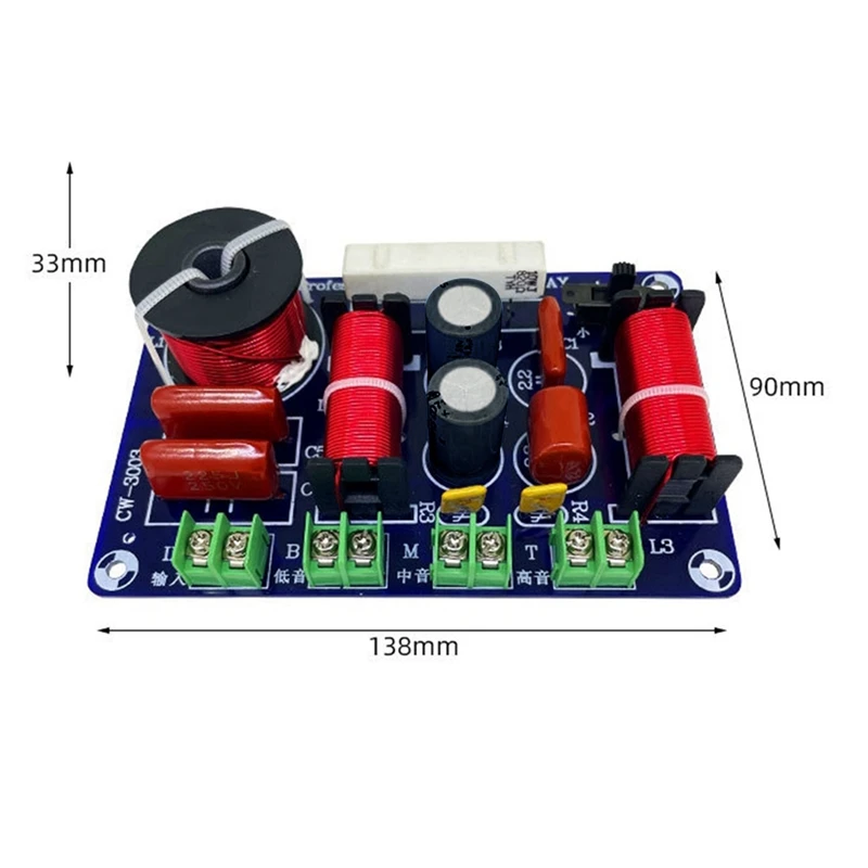 3-Pack High,Medium and Low Speaker Retrofit Crossover 3-Way Audio Adjustable Frequency Divider HiFi High Fidelity Filter-A51M