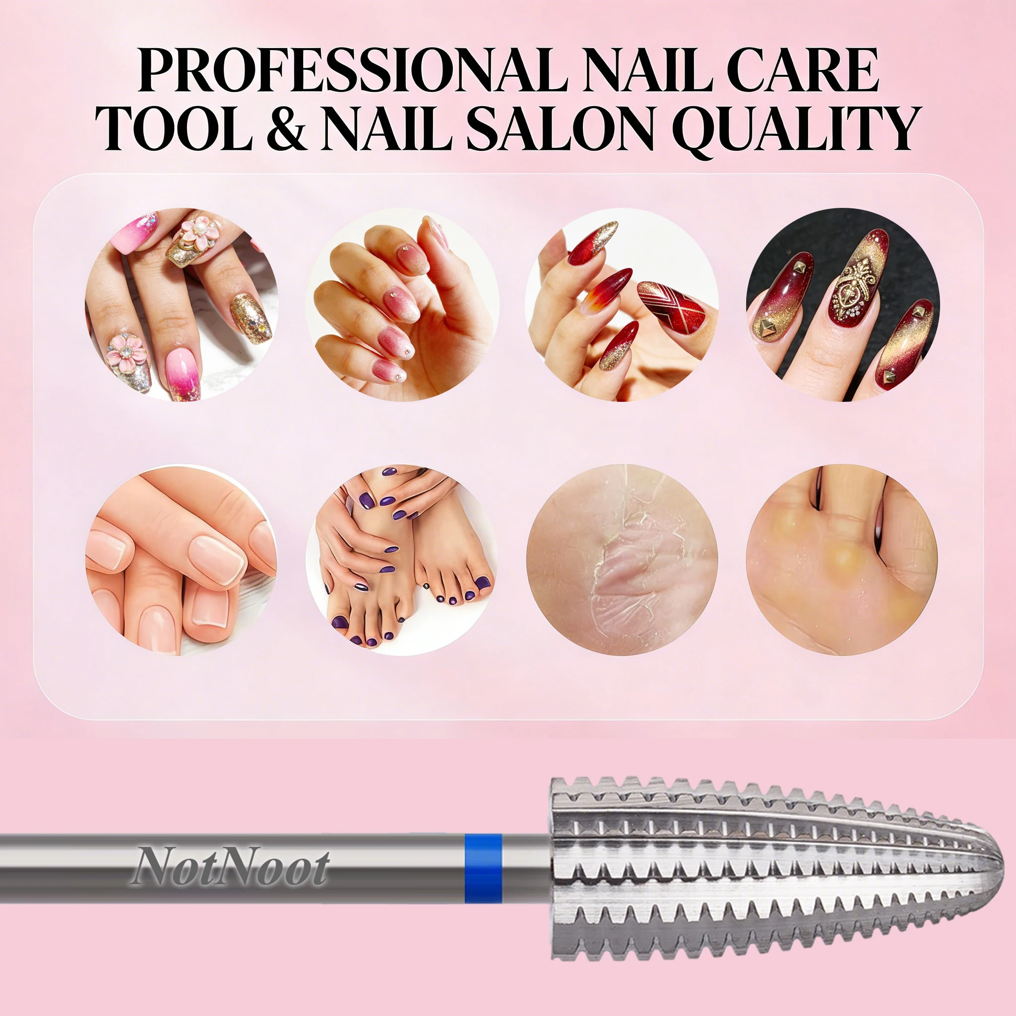 NotNoot 5-in-1 Nagelbohrer, 3/32'' Hartmetall Multifunktions-Bits, Geeignet für Maniküre Pediküre Nagelhaut Gel-Polieren, Mittlere Größe – Detail 3