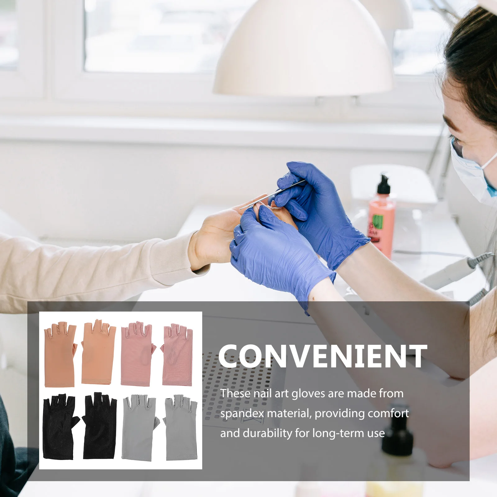 

4Pairs Anti-Uv Manicure Gloves Spandex Nail Art Protective Sunshade for Women Outdoor Activities Driving Biking