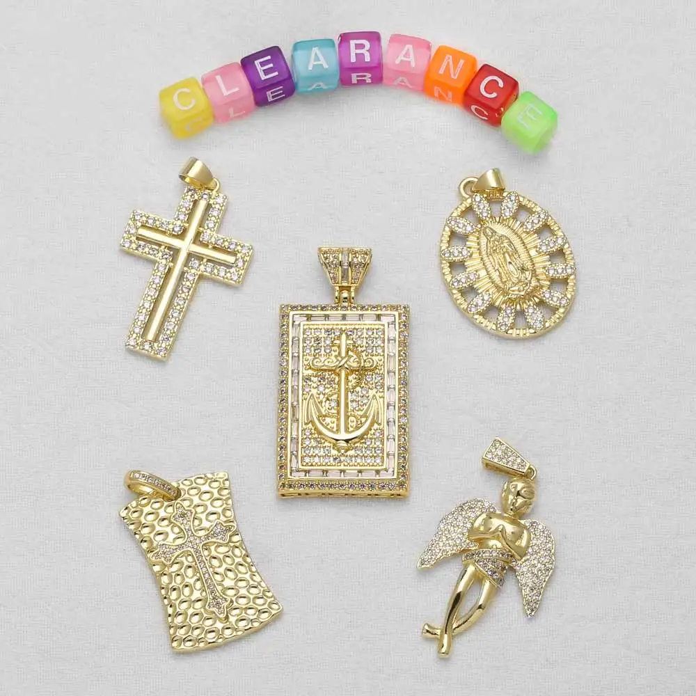 التخليص كريستال المينا مريم العذراء الصليب قلادة قلادة النحاس مطلية بالذهب الدب فراشة الصبي صنع المجوهرات Accessrios CPR