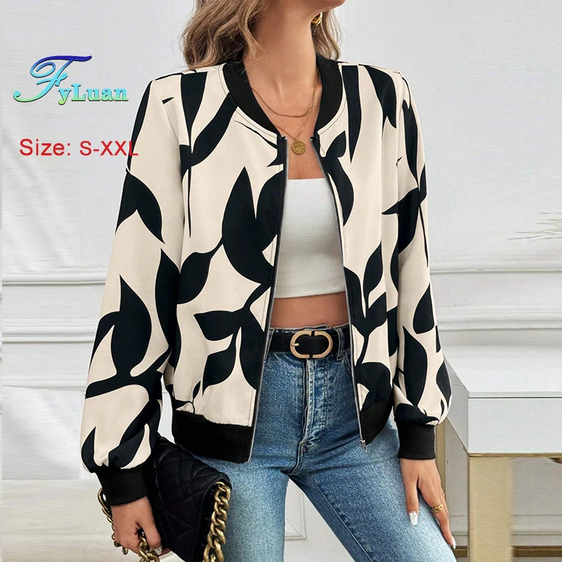 2025 Autunno Nuovo Cappotto Blazer da donna Stampa di moda Colletto da baseball Cappotto casual Temperamento Pendolarismo Sport Top versatili