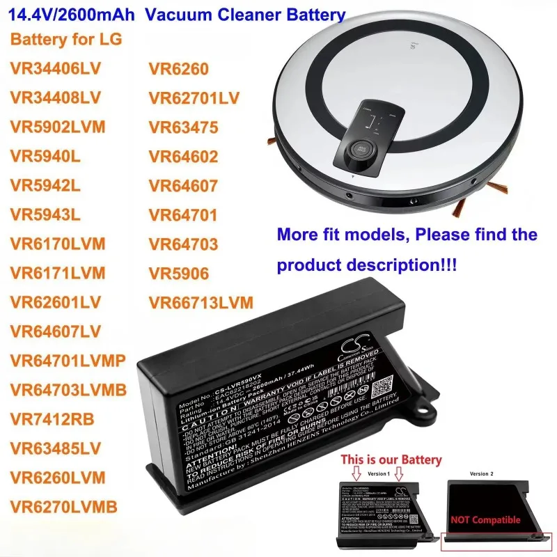 

Cameron Sino 2600mAh Battery for LG VR34406LV, VR34408LV, VR5902LVM, VR5940L, VR5942L, VR5943L, VR6170LVM, VR62601LV, VR64607LV