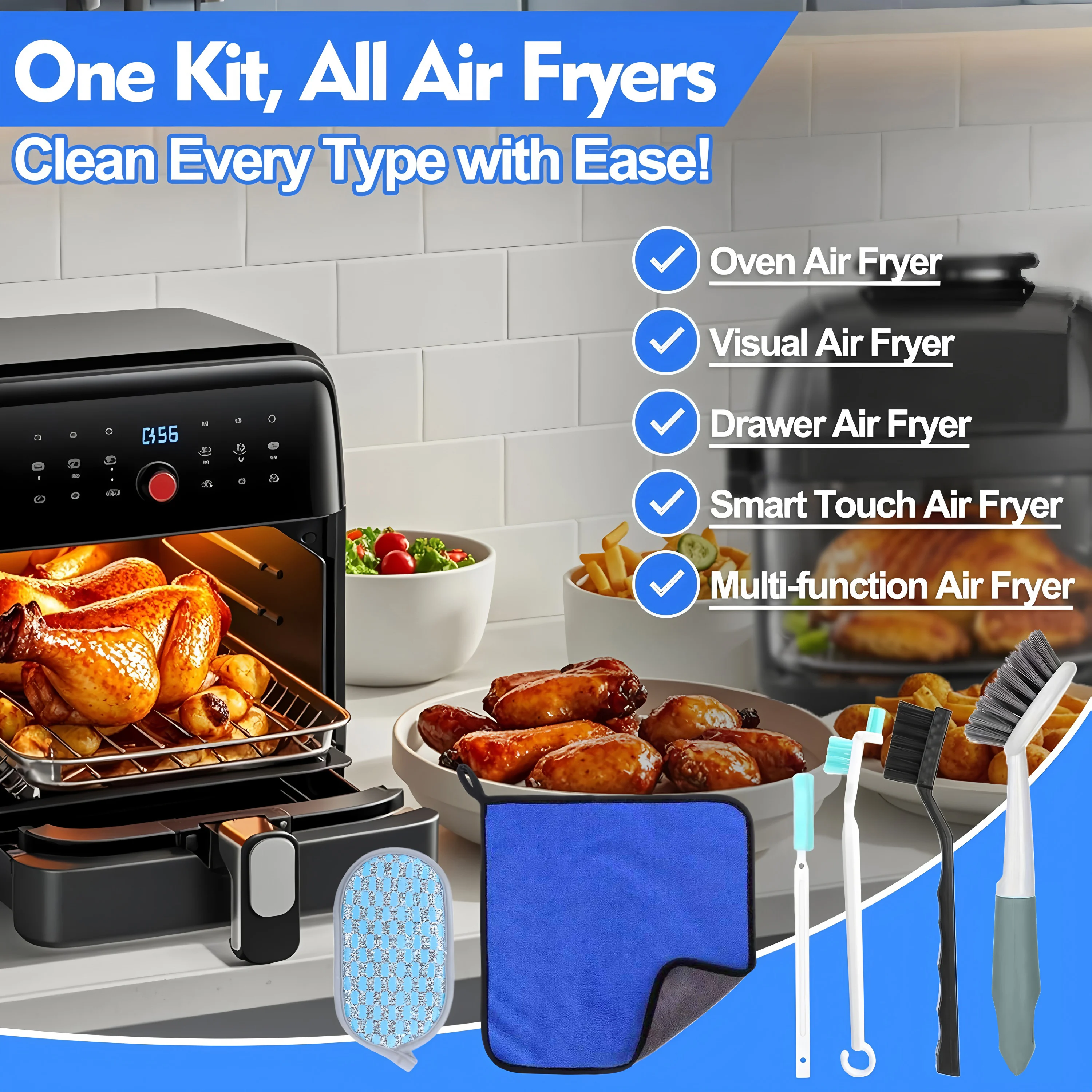 Air Fryer Cleaner Brush Kits, 6 Pcs Air Fryer Cleaning Brush Tools Accessories