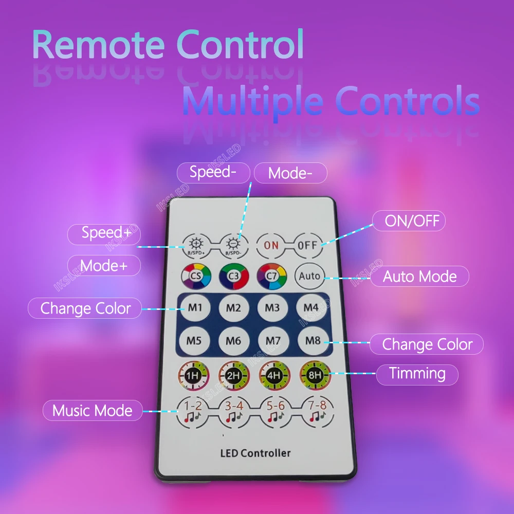 RGB الضوء المحيط بلوتوث على الوجهين مضيئة 24 مفتاح التحكم عن بعد التطبيق الذكي LED سطح المكتب ضوء الضوء المحيط #4