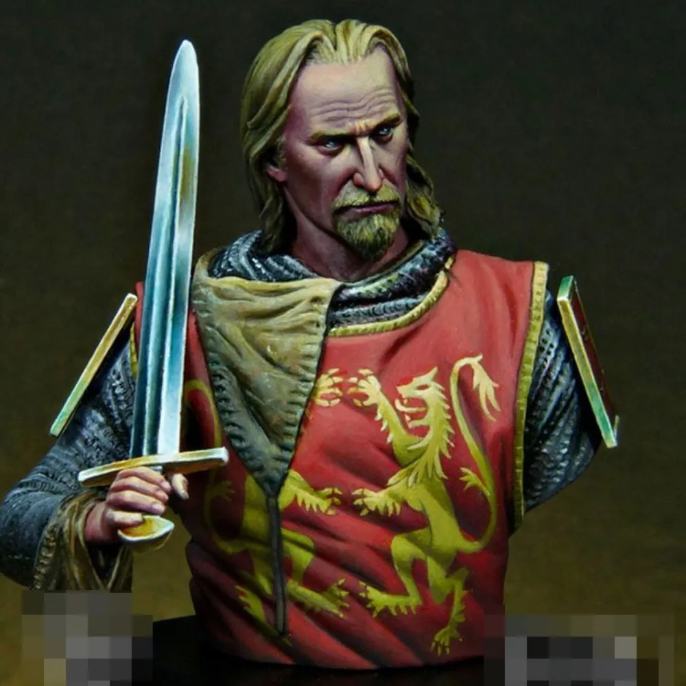 1/16 Richard I Resin Bust Model Lionheart White Blank Figurine 3D Printed DIY Coloring Self-assembly Miniature