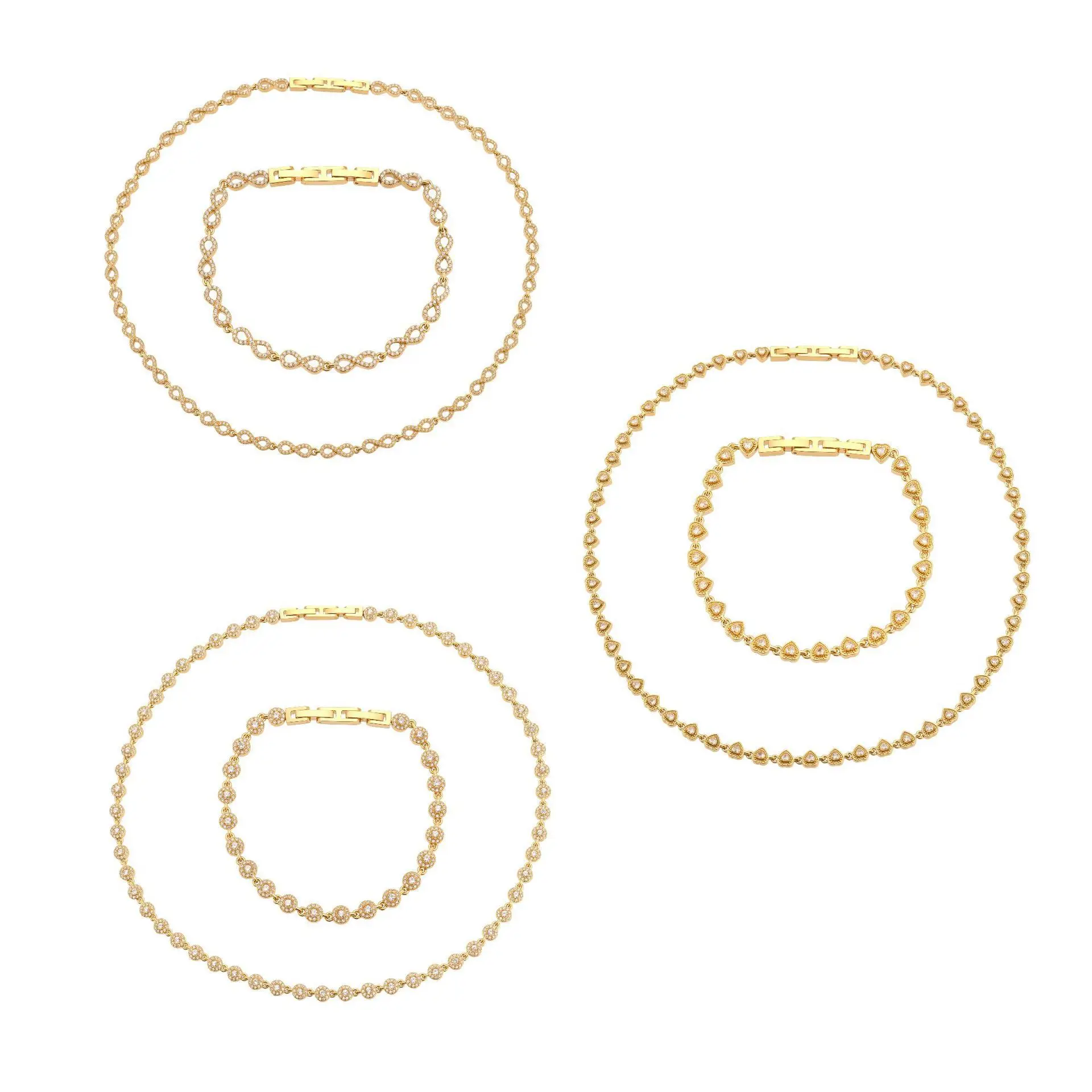 

Joolim Jewelry Wholesale Waterproof Fashion 5A Heart Round 8-Shaped Zirconia Spliced Clasp Stainless Steel Necklace for Women