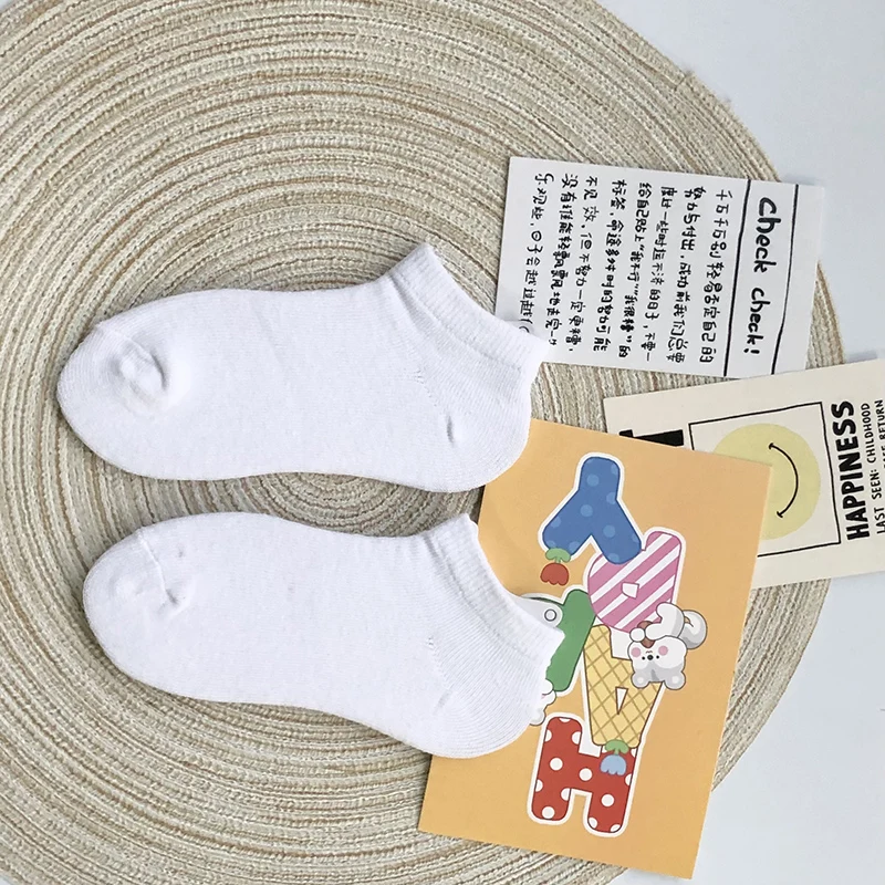 Calcetines cortos de algodón puro para niños y niñas, medias deportivas finas, transpirables, color blanco, 1 a 7 años, primavera y verano