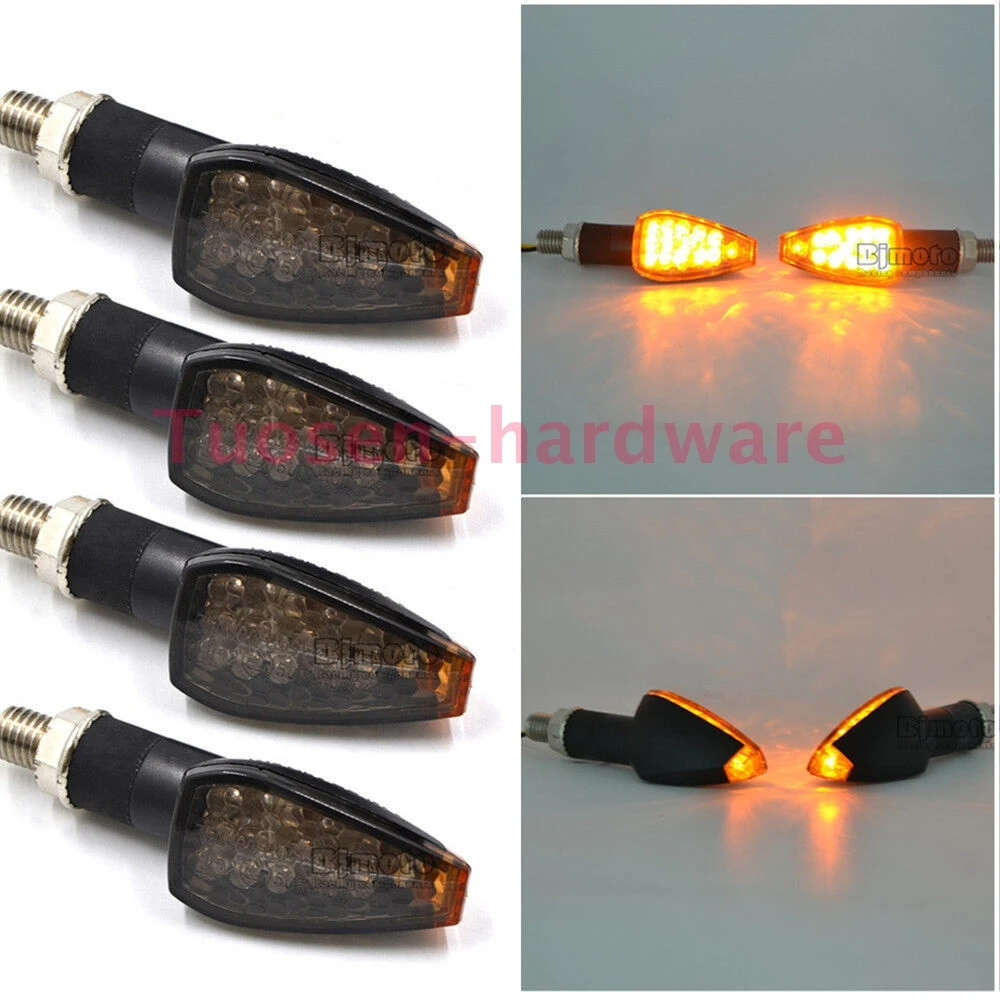 

4X Smoke Mini LED Motorcycle Turn Signals Indicator Blinker Amber Universal