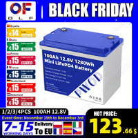 Mini Size 12V 100Ah 6000 Cycles LiFePO4 Lithium Battery 1280Wh Cells Built in 100A BMS Grade A for RV EV Solar Camping Golf Cart