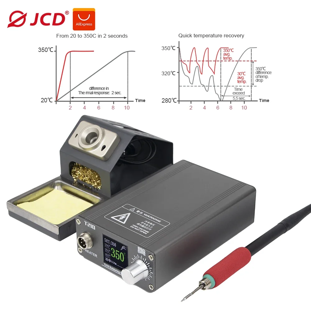 JCD T210B Soldering Station 75W Soldering Iron 2S Melting Tin Rapid Warming LED Digital Display for Phone Welding Repair Tools