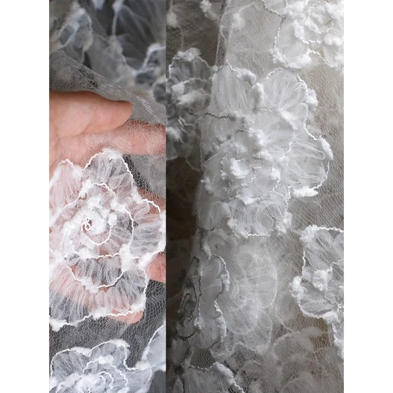 

Оригинальное трехмерное Сетчатое прозрачное белое свадебное платье Детская одежда тканевая дизайнерская ткань