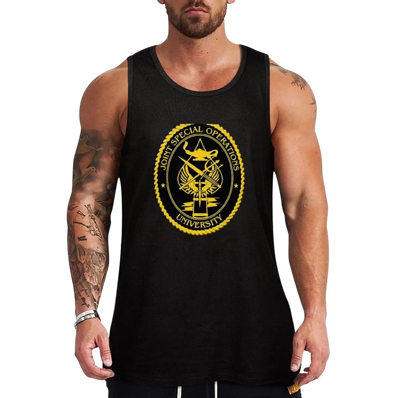 

Joint Special Operations University Emblem Tank Top gym wear men Bodybuilding shirt Men's t-shirt