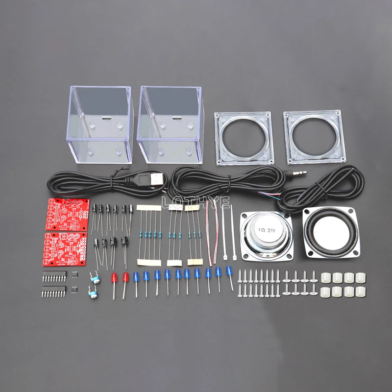 DIY Mini Speaker Electronic Kit Dual Channel Audio Parts 5V 1A Transparent Electronic Components School Fun Welding Training