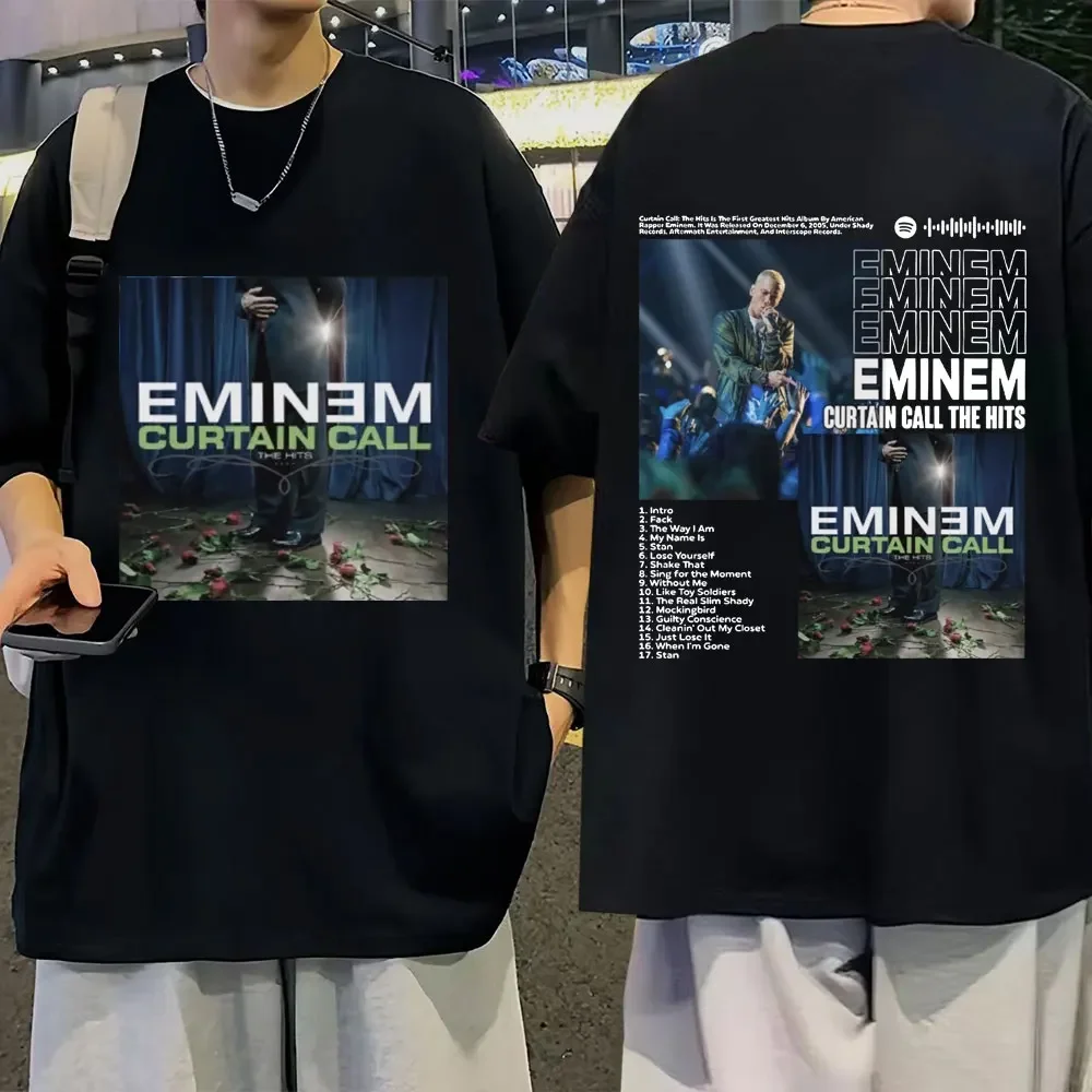 Rapper Eminem Music Album T Shirt World Tour Gift for Fan Graphic T-shirt Men Women Vintage Oversized classic Tshirts Streetwear