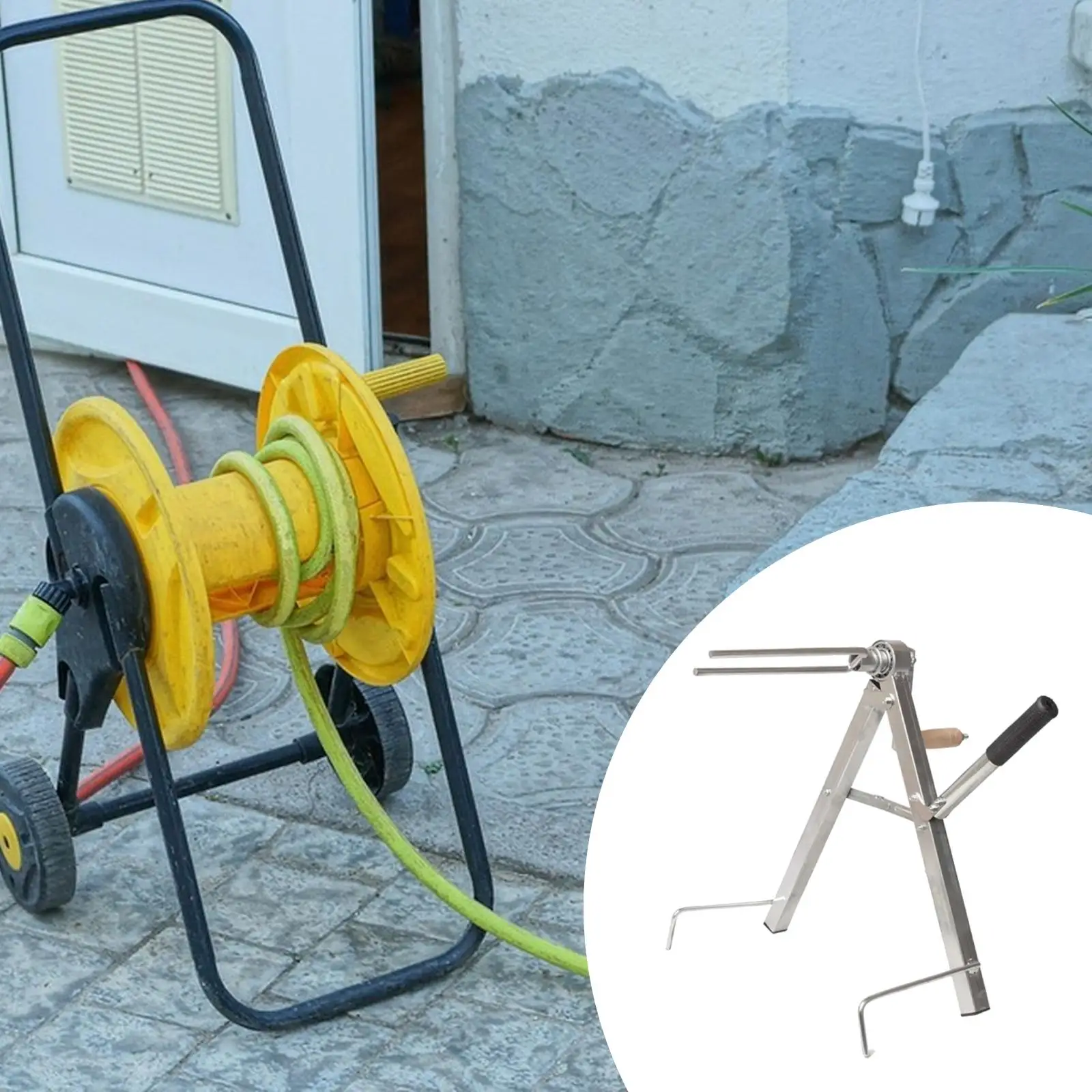 

Напольная металлическая стойка для шланга, портативная складная катушка для водопроводных труб, удобное хранение для сельского хозяйства и пожаротушения