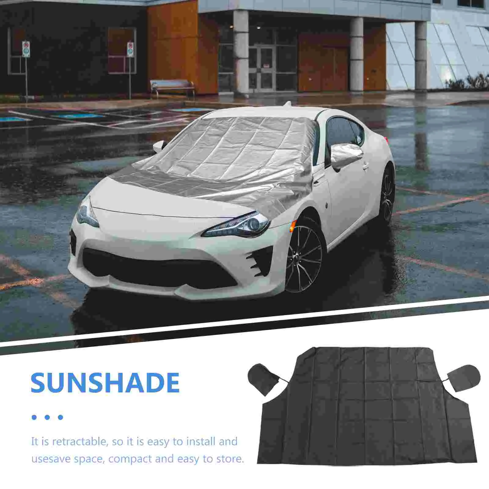 Magnetic Edges Windshield Snow Cover with Mirror Protective Cover Snow Ice Frost Guard No More Scraping Windshield Cover (Black)