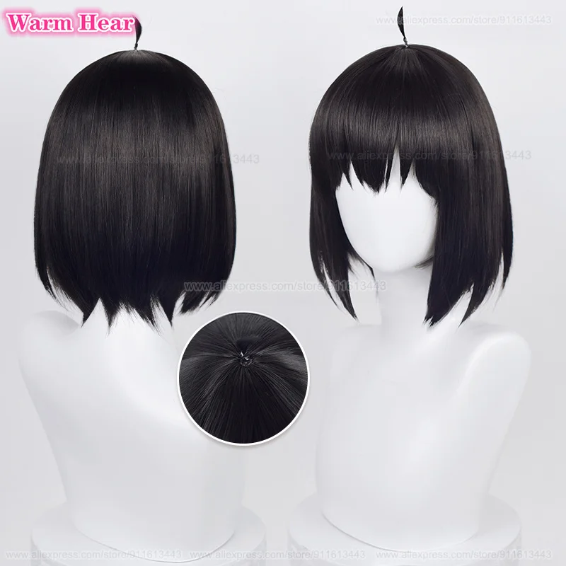 

2024 Yuri Briar Cosplay Wig Anime Short 35cm Black Wig Heat Resistant Hair Halloween Party Role Play Unisex Wigs + Free Wig Cap