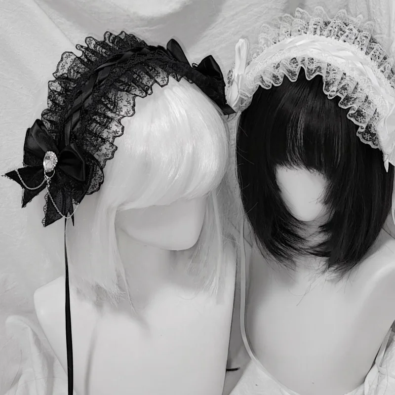 

Новая оригинальная кружевная повязка на голову в стиле Харадзюку с бантом, аксессуар для волос в стиле Лолита Y2K для девушек