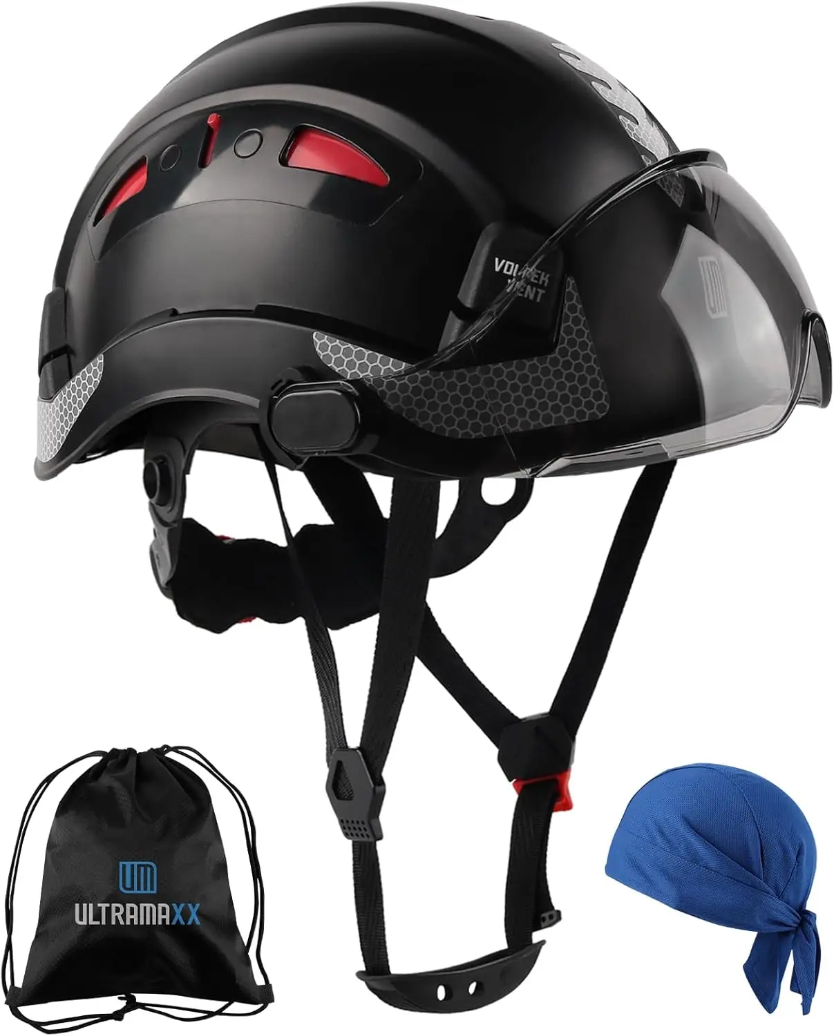 

Lightweight Vented Safety Helmet with Visor, Adjustable Ratchet Suspension for Industrial Construction Work
