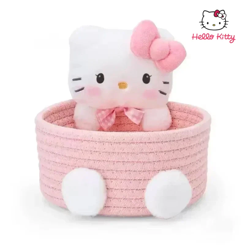 

Originality Sanrio Storage Basket Kawaii Hello Kitty Desktop Decoration Anime KT Cat Handmade Sundries Cosmetics Storage Baskets