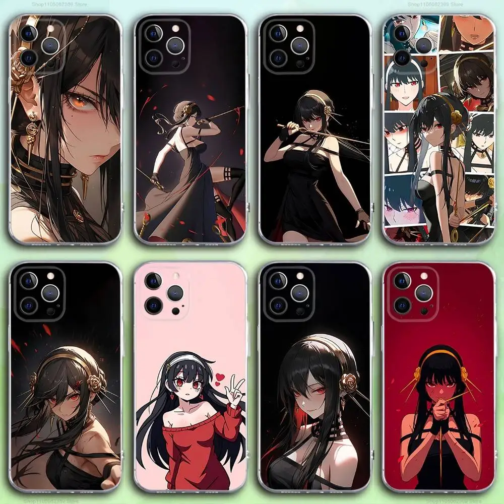 

Cool Y-Yor F-Forger Anime Phone Case For iPhone 17,16,15,14,13,12,11 Pro,Max,Plus,X,XS,XR,SE4,E Mini Transparent Soft Cover