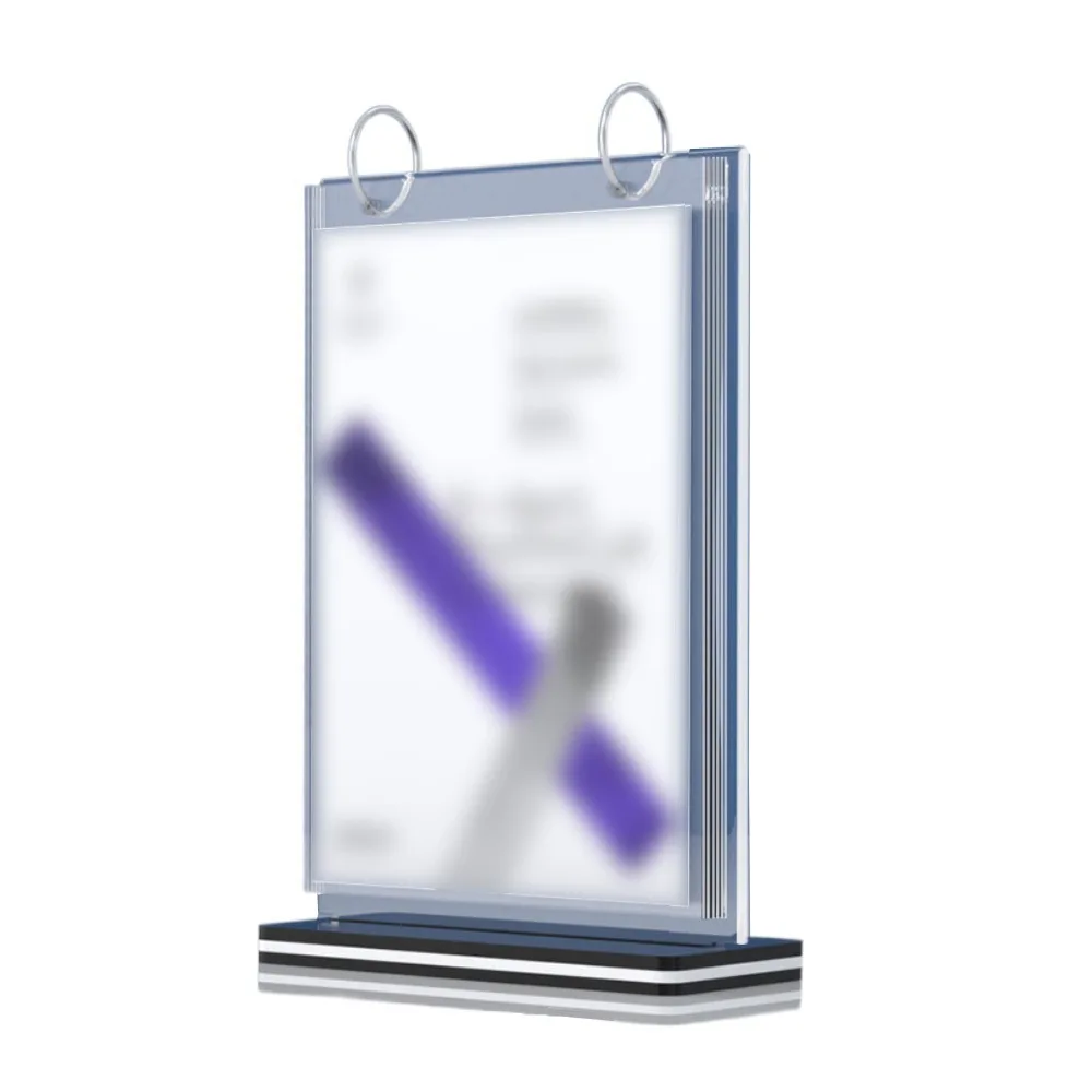 

Clear PVC Menu Display Stand Sturdy Base A4/A5 Tabletop Loose-leaf Rack 6 Pages Horizontal/Vertical Pageable Folder Exhibition