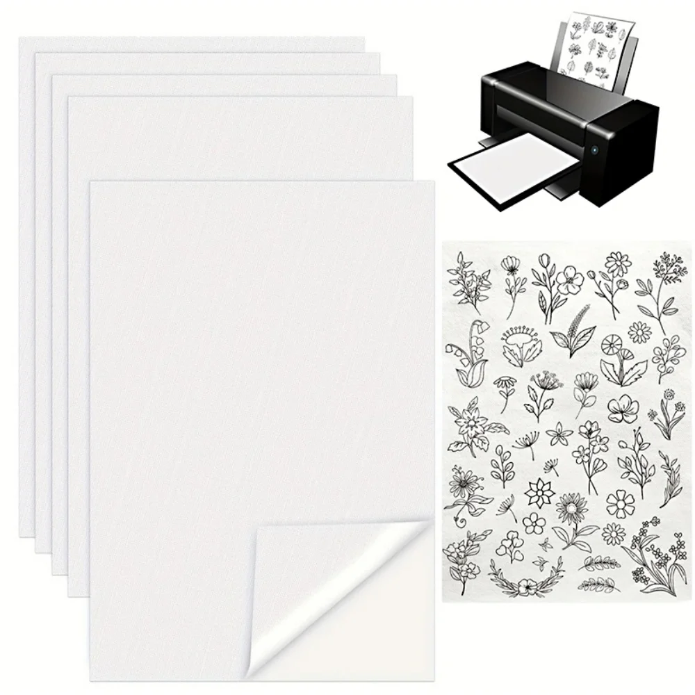 5PCS A4 DIY Water Soluble Embroidery Stabilizer Water Soluble Embroidery Stickers Sticky Printable Paper Wash Away Stabilizer