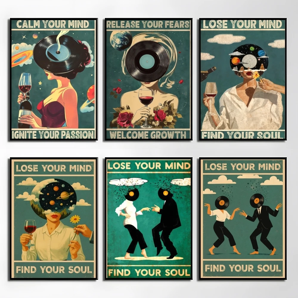 Funny Retro Lose Your Mind Find Your Soul Poster HD Art Sticky Wall Waterproof Home Living Room Bedroom Bar Aesthetic Decoration