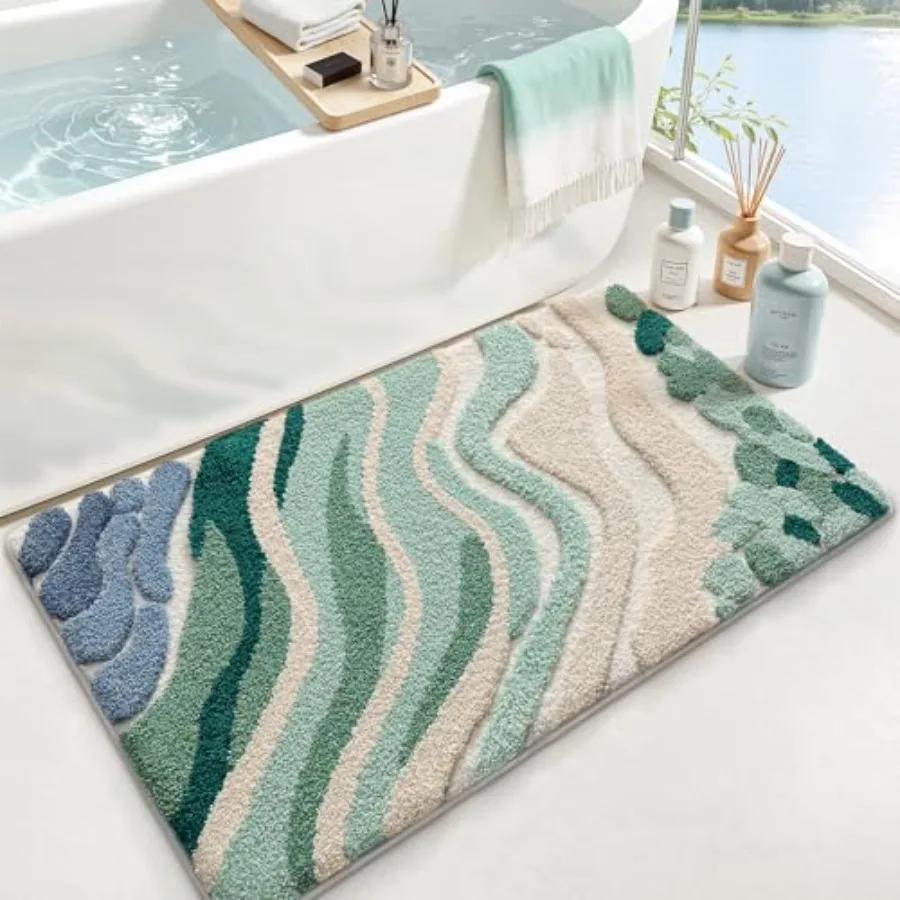 

Пляжный коврик для ванной комнаты: улучшенный, нескользящий, быстросохнущий, ультрамягкий, моющийся, впитывающий, с морской тематикой, для пола в душе