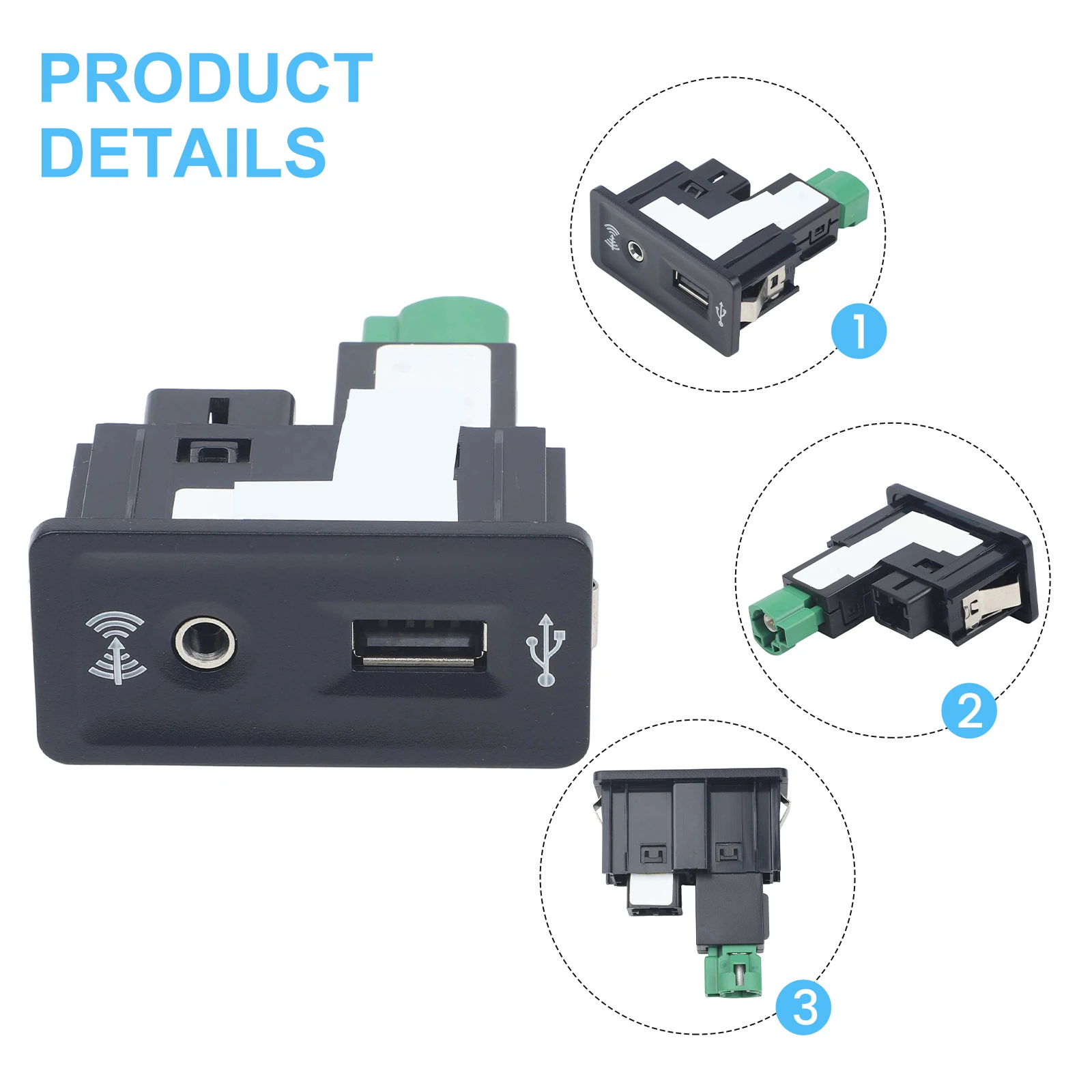 USB Socket Adapter Interface AUX 5Q0035726E for Golf 7 For MK7 and For Touran Car Models with Reliable Connection