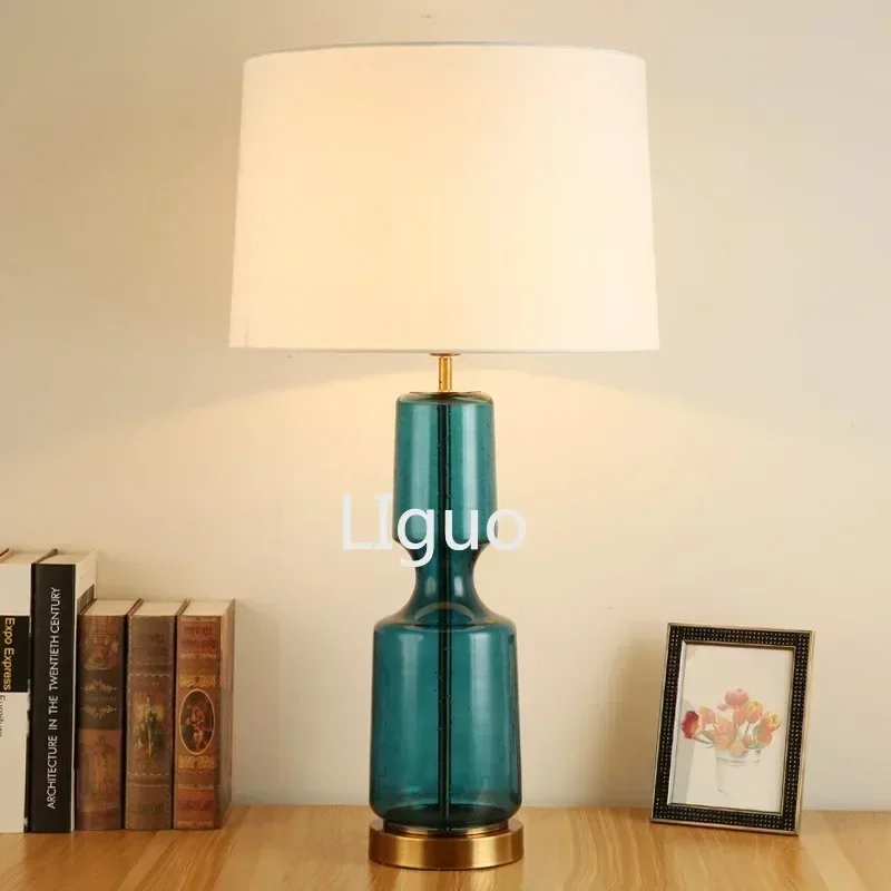 Minimalist Green Seeded Table Lamp Retro Bedside mid century lamp E27 Glass lamp Living room bedroom villa hotel designer Bed si