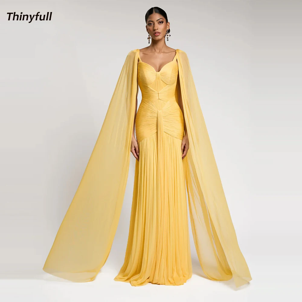 

Thinyfull Mermaid Chiffon Prom Dress Sleeveless Sweetheart Pleated Evening Dresses Holiday Style Gown Robe De Soirée Customized