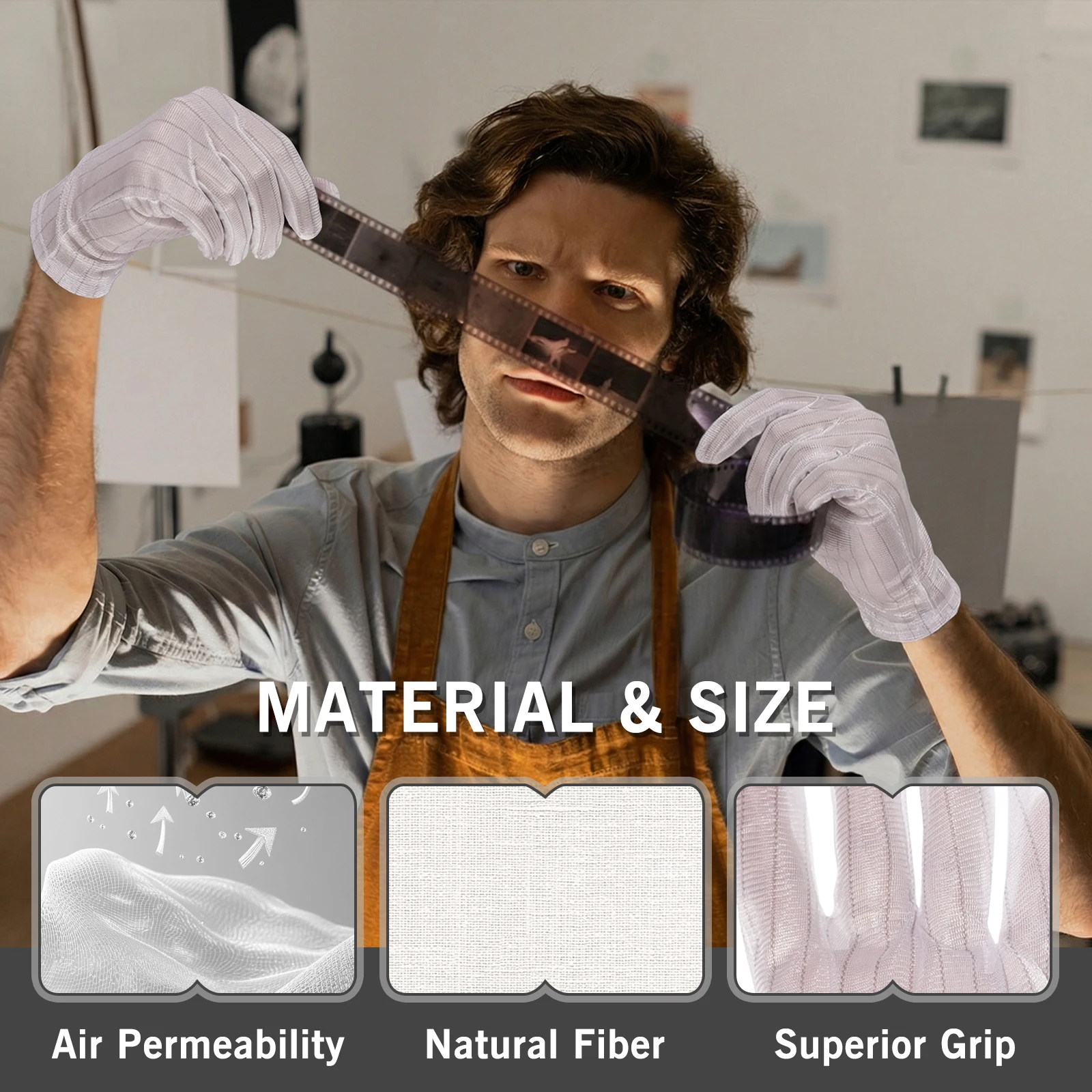 eTone Professional 6 Pairs Darkroom Anti-Static Dust-Proof Gloves Anti-contamination for Film Developing Processing