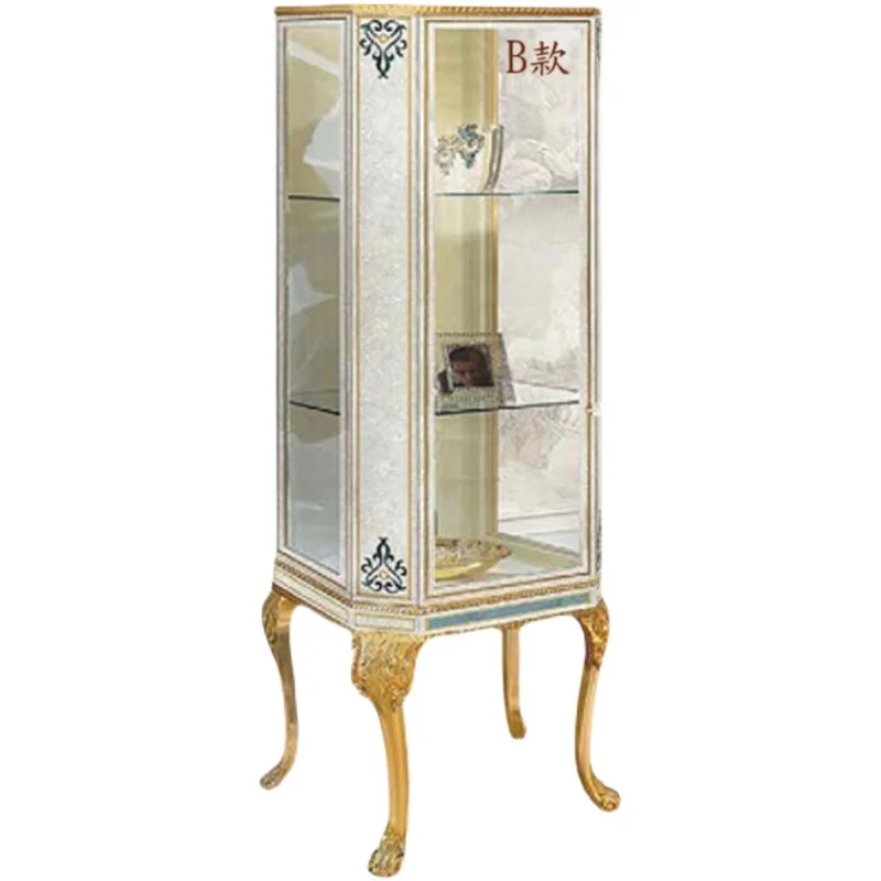 

European high-end wine cabinet living room solid wood inlaid storage French dining side storage wine cabinet