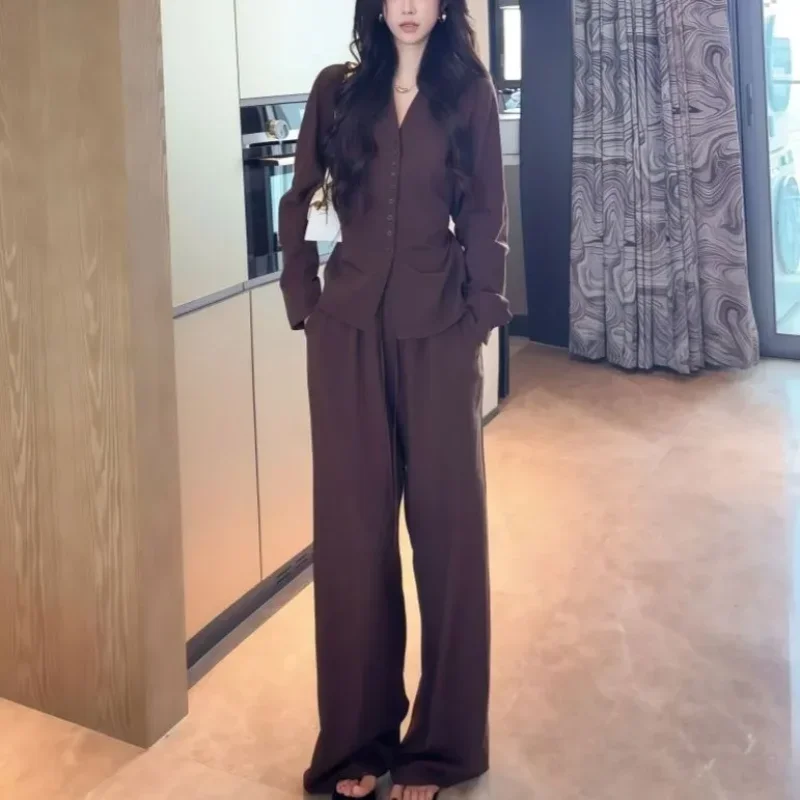 Old Money Sty Versatile Suit Shirt Long-sleeved Casual Pants Relaxed Elegant Women's Clothing
