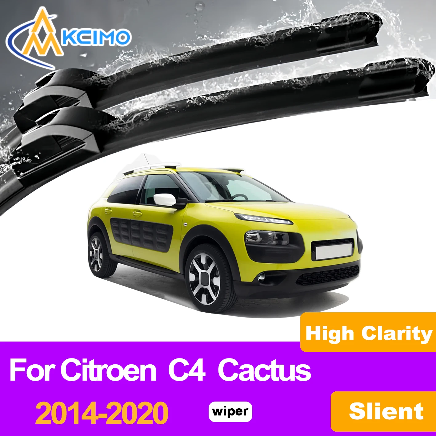 

KCIMO 2PCS Front Windshield Wiper Blades For Citroen C4 Cactus 2014-2020, Ultra Smooth Scratch-Free Car Wiper Accessories