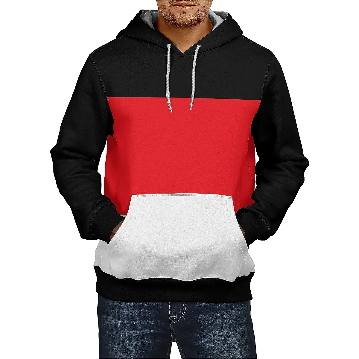 

Jumeast 3D Printed Black Red and White Stripes Pullover Hoodies Men Women Overfit Hooded Sweatshirts Youth Drip Clothes