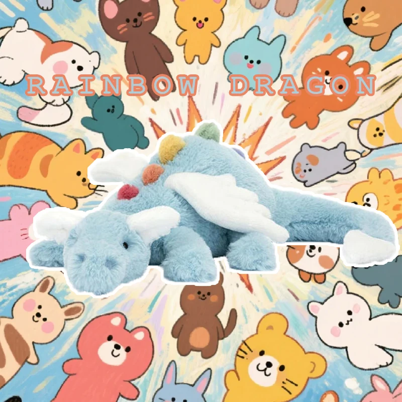 

Kawaii colorful Lying Dragon Plush Toys Doll Stuffed Animal Bedside sleeping Pillow Snow Dragon Girl Exquisite Fun Surprise Gift