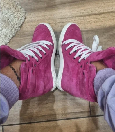 Women's suede lace up Hidden height boots Genuine Leather wedges pink/denim causal dress sneakers comfy luxury designer shoes