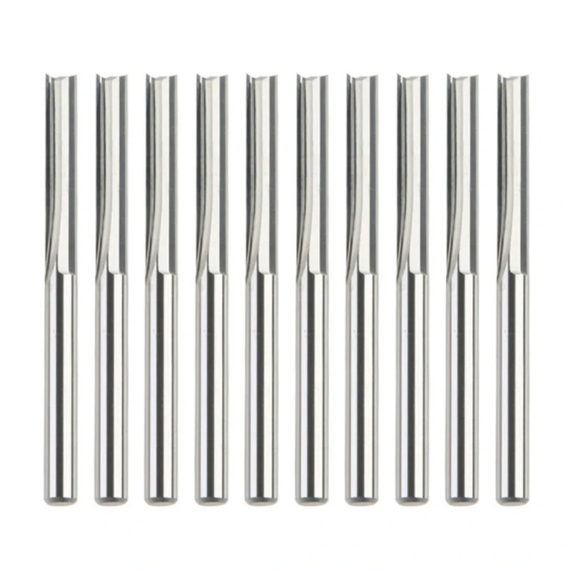 

10Pcs 3.175mm Woodworking Straight Cutter Accessories Milling Cutter for Density