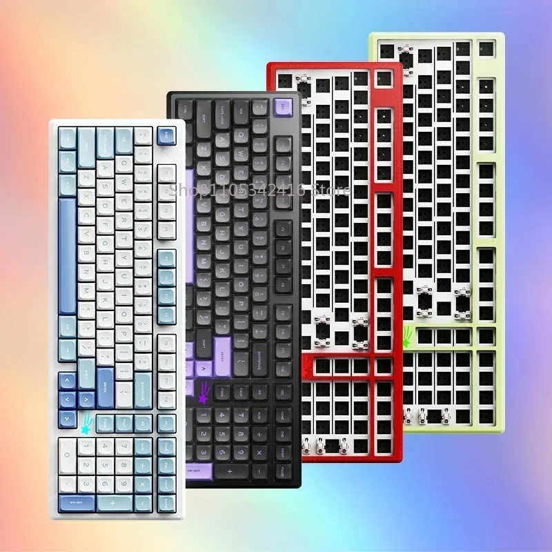 Customized Switch Mechanical Keyboard, Wireless Wired, Aluminum Alloy, RGB Backlit, 101 Keys, 8000mAh, Gaming Keyboard