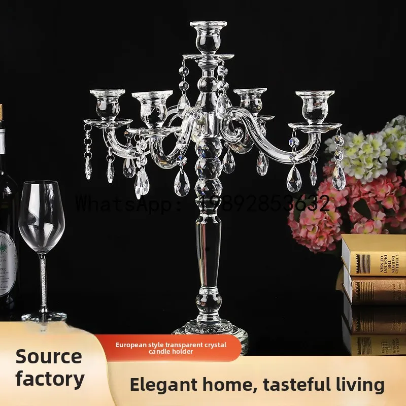 Zz five-head crystal candlestick wedding decoration housewarming gift crystal gift decoration diamond section