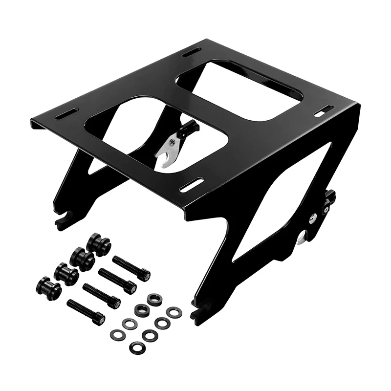 

YUNTANMT Gloss Black & Chrome Detachable Tour Pack Solo Luggage Mounting Rack Fit for Harley Heritage Classic 18-25