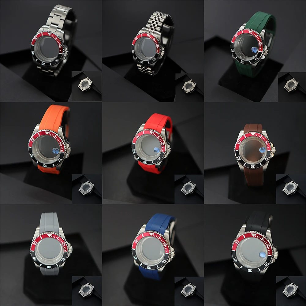 40mm Men's Watch Case Crystal Glass Watches Accessories Steel Case for NH35/ NH36 Movement Transparent Case Back Repair Parts